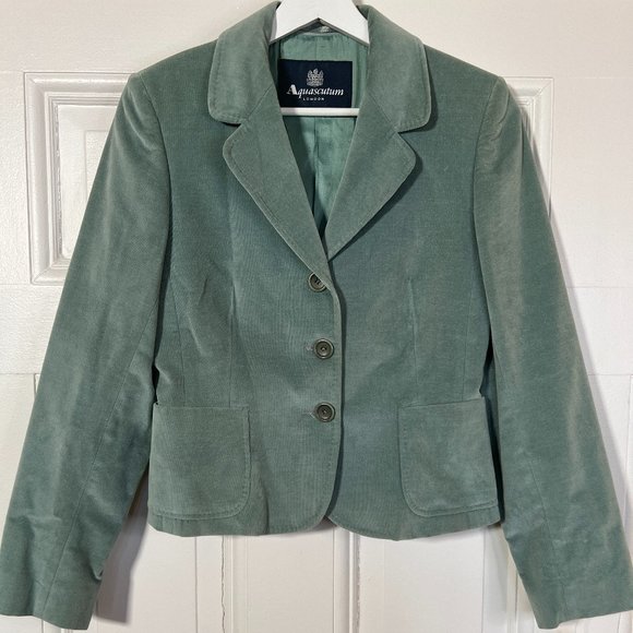 Aquascutum London Vintage Velvet Blazer Mint Green - Picture 1 of 6